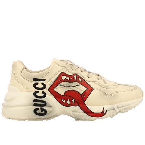 gucci white sneakers lips|white sneakers Gucci designer.